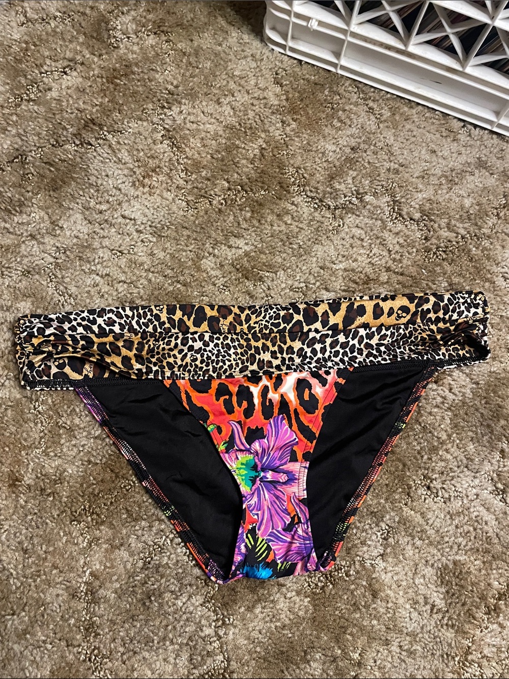 Victoria Secret Swim Bikini Bottom Leopard Floral Print Size Medium